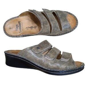 Finn Comfort Leather Slide Wedge Sandals Size 7.5 US